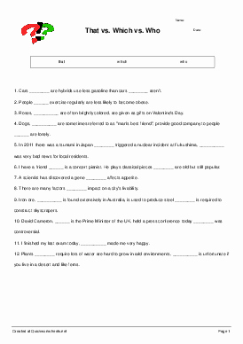 I Vs Me Worksheet Lovely that Vs which Vs who Cloze Test Quickworksheets