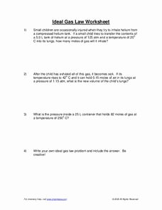 Ideal Gas Law Worksheet Best Of Ideal Gas Law Worksheet for 9th 12th Grade
