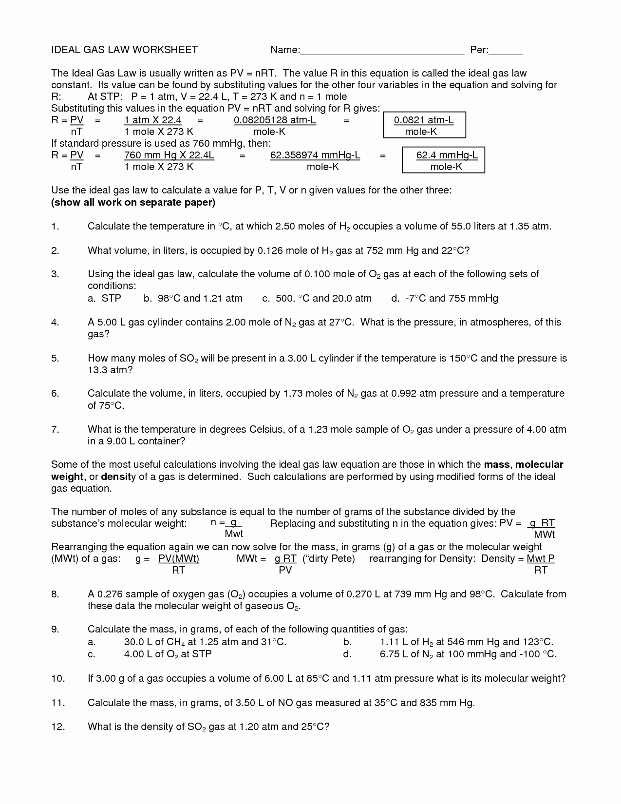 Ideal Gas Laws Worksheet Fresh 16 Best Of Gas Law Calculations Worksheets Answers