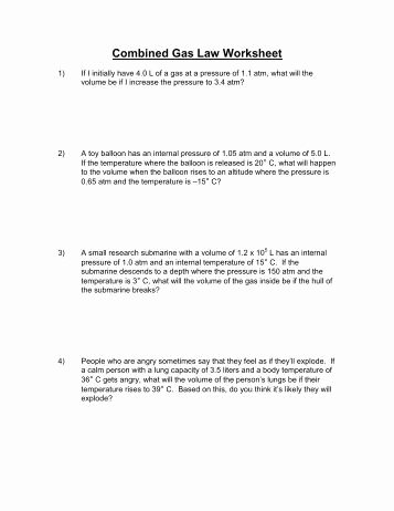Ideal Gas Laws Worksheet Inspirational Ideal Gas Law Practice Worksheet