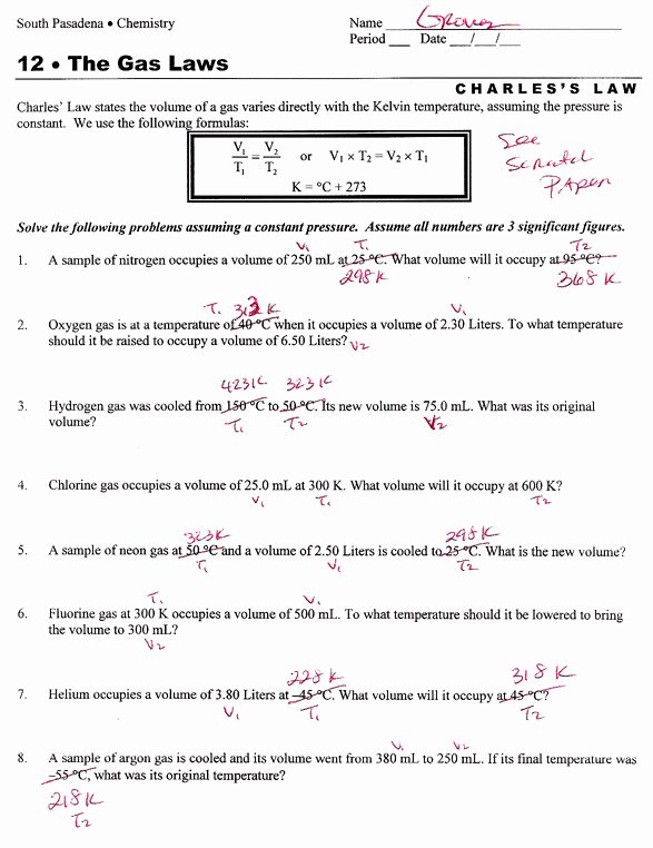 Ideal Gas Laws Worksheet Inspirational Ideal Gas Law Problems Worksheet