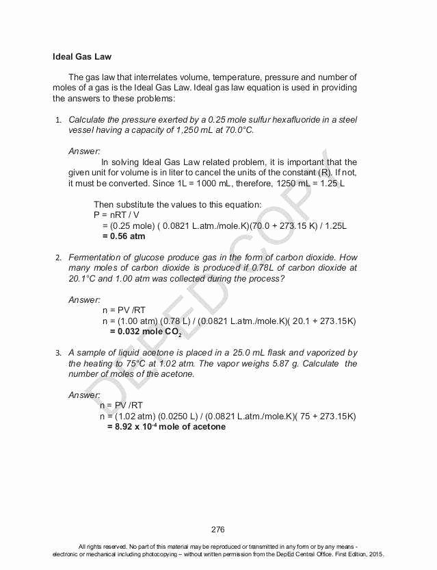 Ideal Gas Laws Worksheet Luxury Ideal Gas Law Problems Worksheet