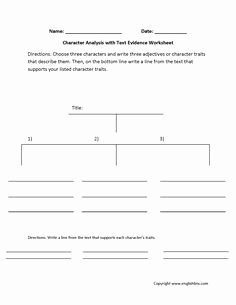 Identifying Character Traits Worksheet Elegant Character Analysis Worksheet Part 1 Beginner