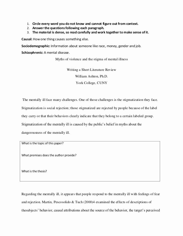 Identifying thesis Statement Worksheet New Literature Review Worksheet