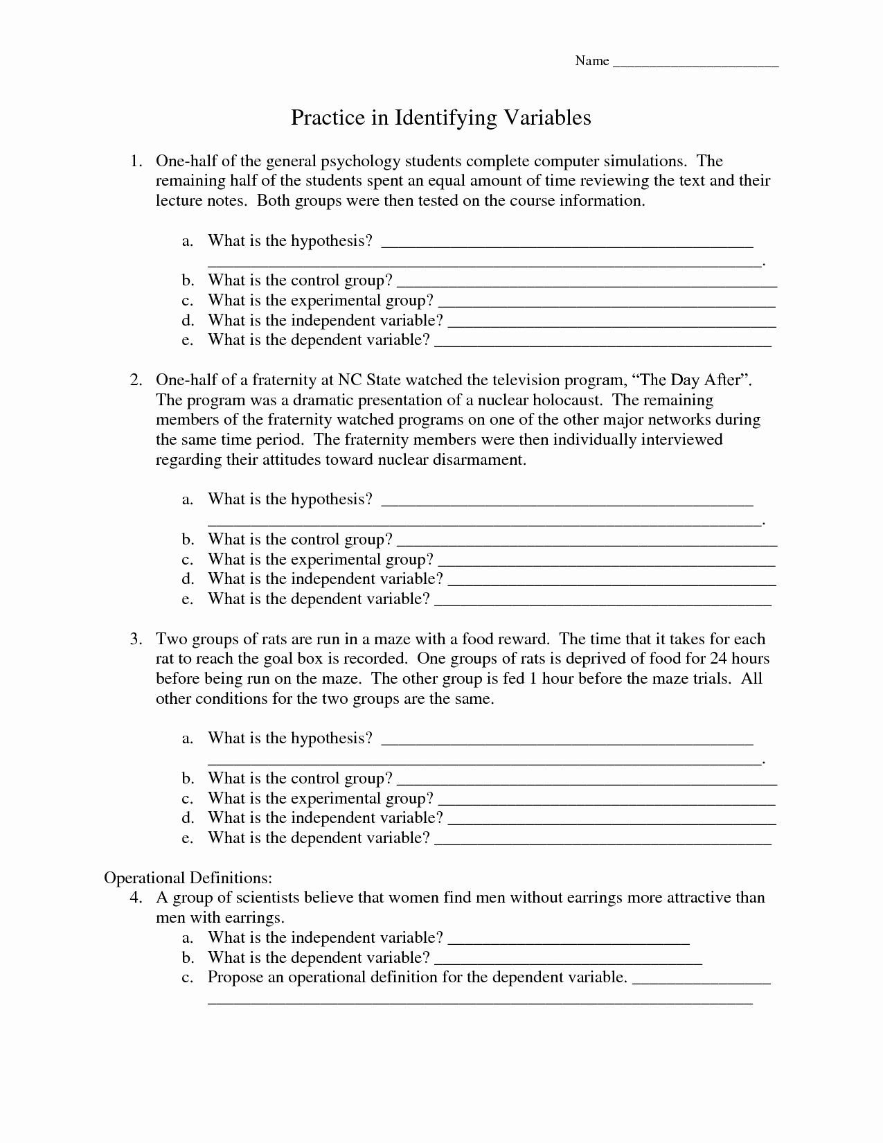 Identifying Variables Worksheet Answers Awesome 14 Best Of Experimental Design Worksheet Answer Key