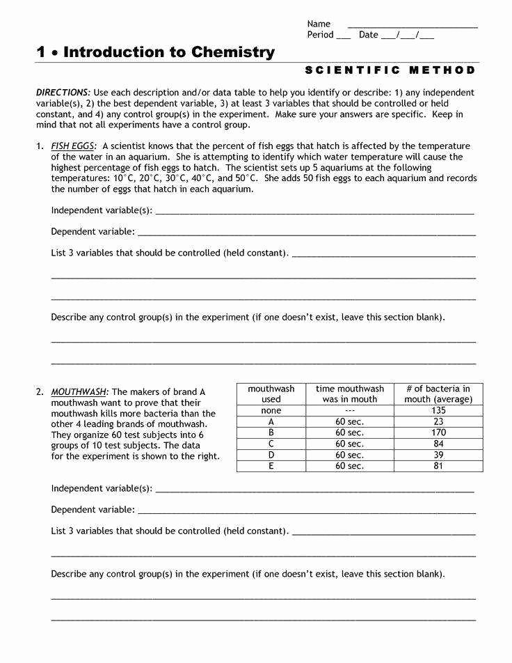50 Identifying Variables Worksheet Answers
