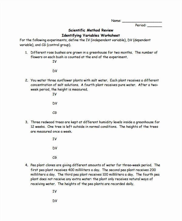 Identifying Variables Worksheet Answers Unique Identifying Variables Worksheet