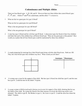 Incomplete and Codominance Worksheet Inspirational 16 Best Of In Plete and Codominance Worksheet