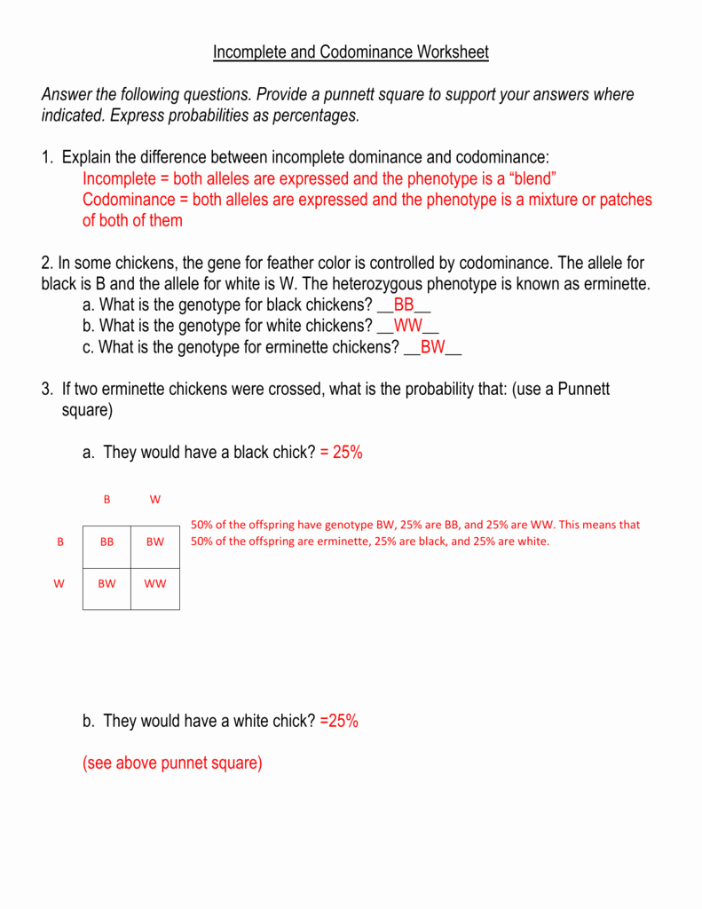 Incomplete and Codominance Worksheet Inspirational In Plete and Codominance