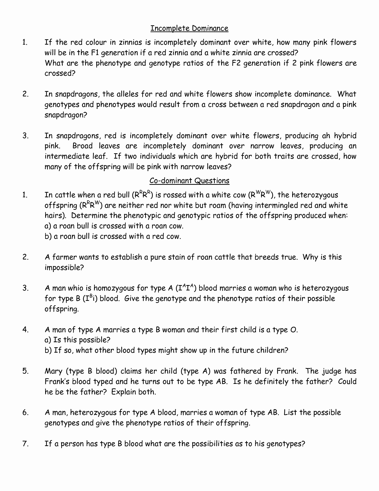 Incomplete and Codominance Worksheet New 16 Best Of In Plete and Codominance Worksheet