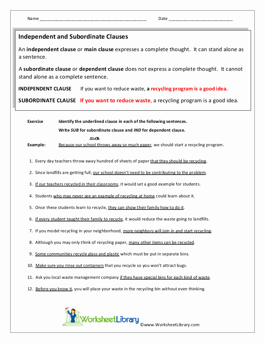 50 Independent And Dependent Clauses Worksheet Chessmuseum Template 