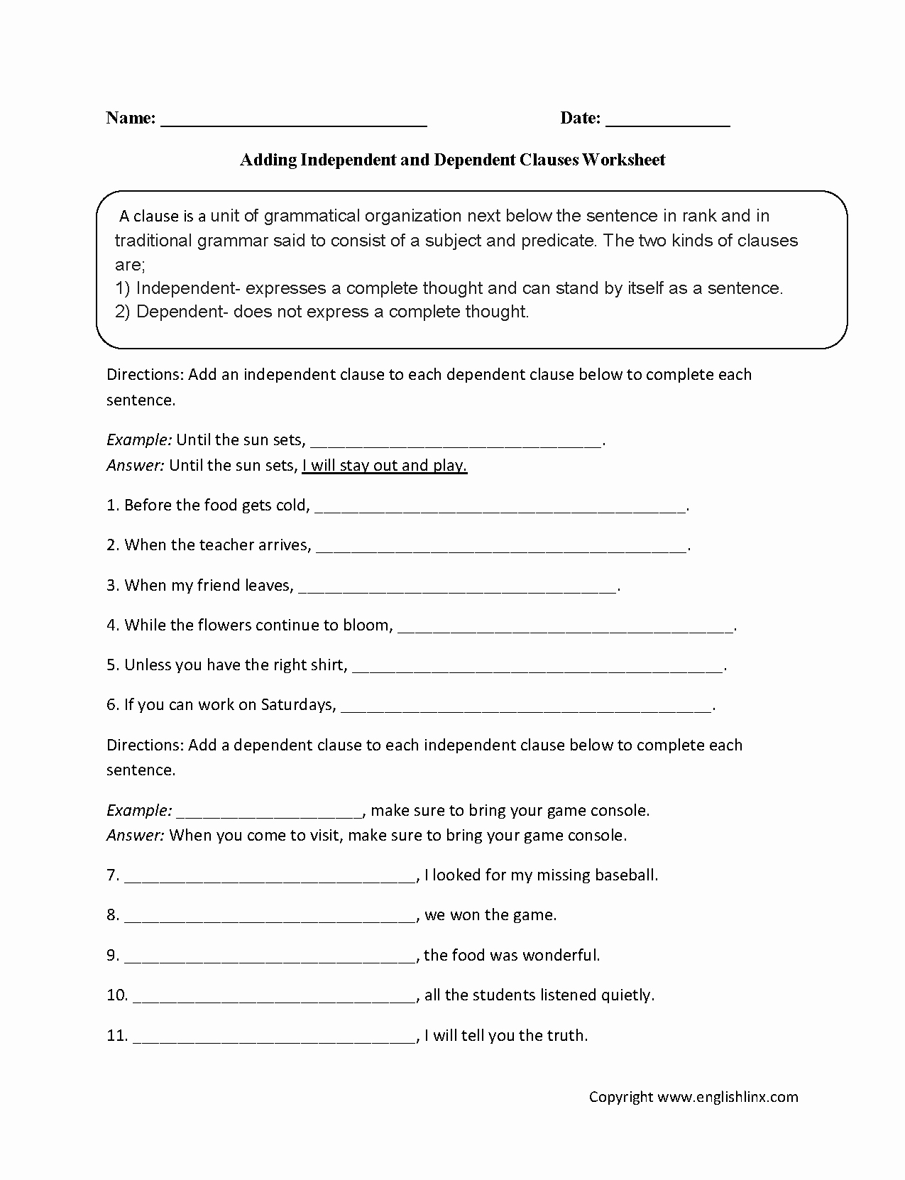 Independent and Dependent Clauses Worksheet Inspirational Pin On Vocabulary Activities