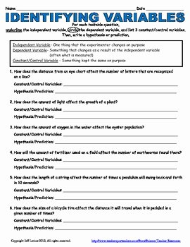Independent and Dependent Variables Worksheet Awesome Free Identifying Variables Practice by Science Teacher