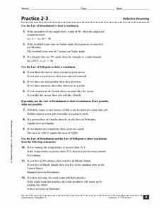 Inductive and Deductive Reasoning Worksheet Fresh Practice 2 3 Deductive Reasoning 9th 11th Grade