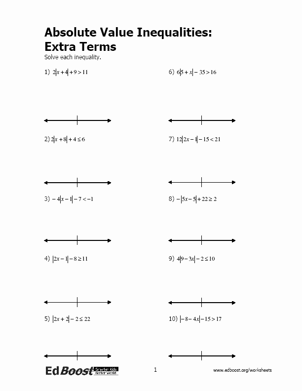 Inequalities Worksheet with Answers Awesome Absolute Value Inequalities Extra Terms