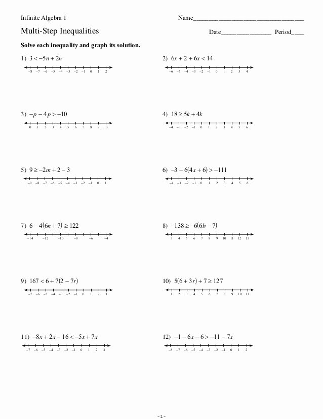 Inequalities Worksheet with Answers Lovely 4 4 Multi Step Inequalities