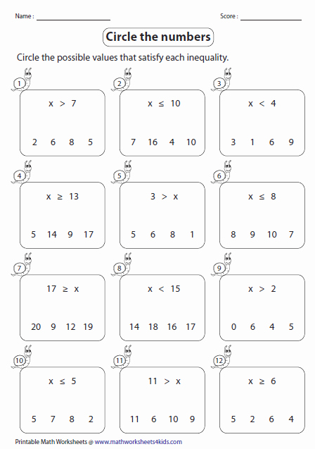 Inequalities Worksheet with Answers Lovely Inequalities Worksheets