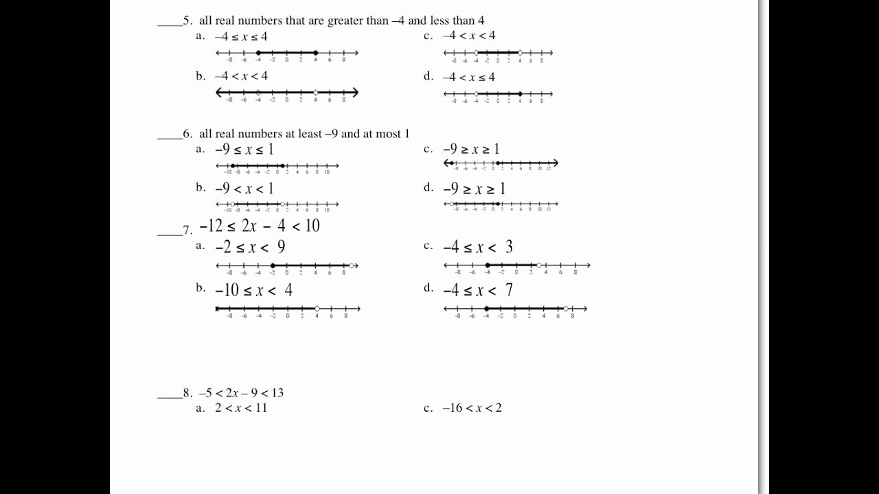 Inequalities Worksheet with Answers Luxury Answers to Inequalities Worksheet