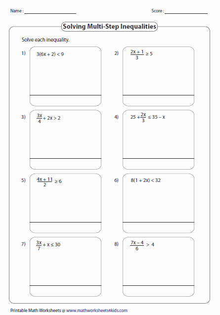 Inequalities Worksheet with Answers New Multi Step Inequalities Worksheets