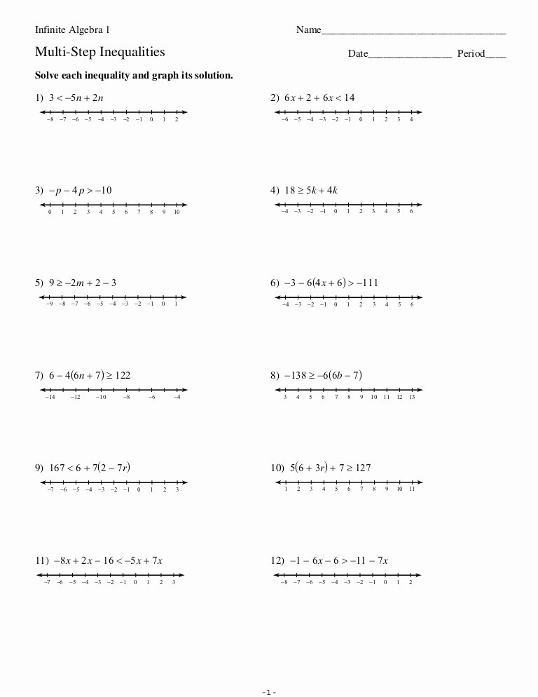 50 Inequalities Worksheet With Answers