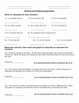 Inequality Word Problems Worksheet Fresh 6th Grade Write and Graph Inequalities Worksheet by Math