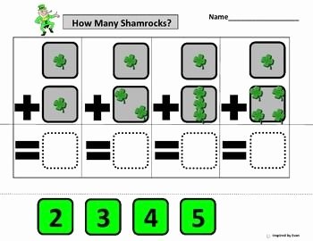 Inspired Educators Inc Worksheet Answers Awesome &quot;how Many Shamrocks &quot; Simple Addition with Dice for Autism
