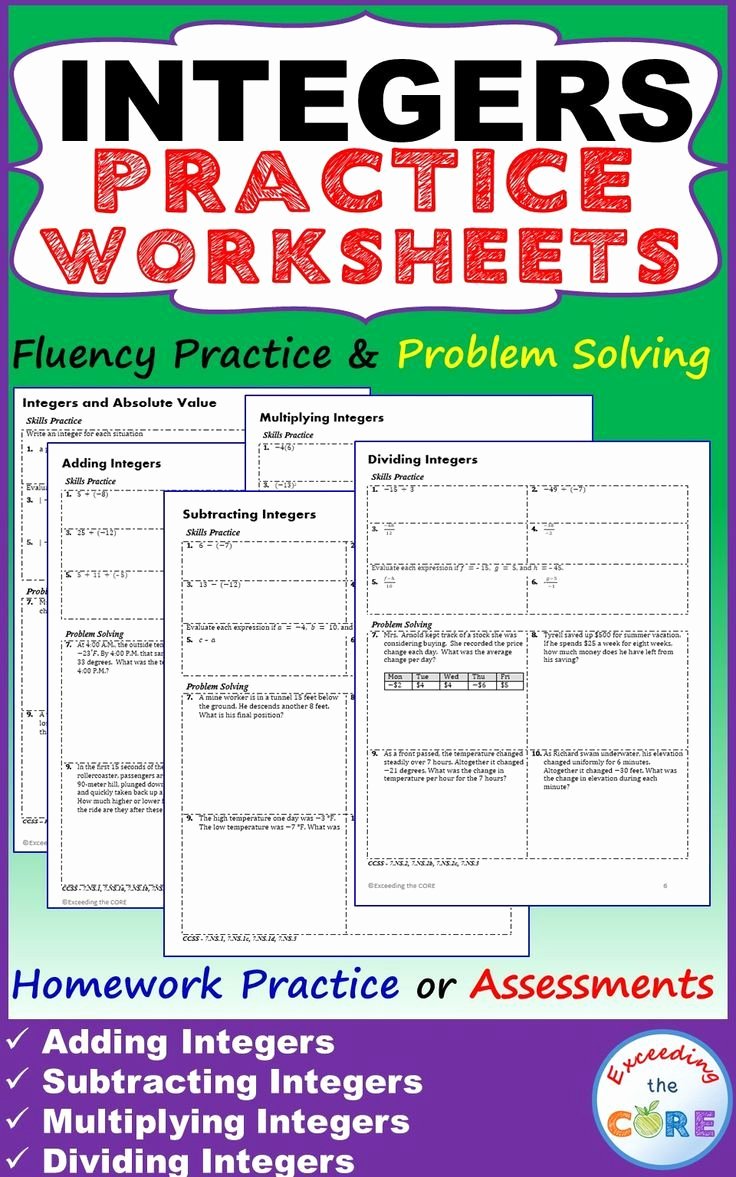 50 Integer Word Problems Worksheet Chessmuseum Template Library