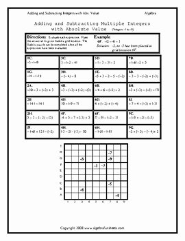 Integers and Absolute Value Worksheet Awesome Adding and Subtracting Integers with Absolute Value Sudoku