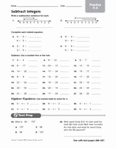 Integers and Absolute Value Worksheet Awesome Subtract Integers Practice 11 5 Worksheet for 5th 7th