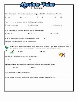 Integers and Absolute Value Worksheet Lovely Absolute Value N Integers Worksheets by Math Emporium