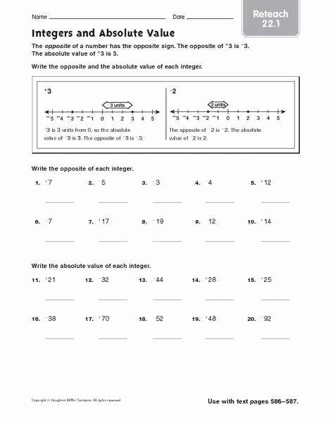 Integers and Absolute Value Worksheet Lovely Absolute Value Worksheet