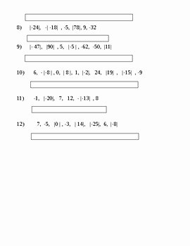 Integers and Absolute Value Worksheet Unique ordering Absolute Value Worksheet ordering Positive and