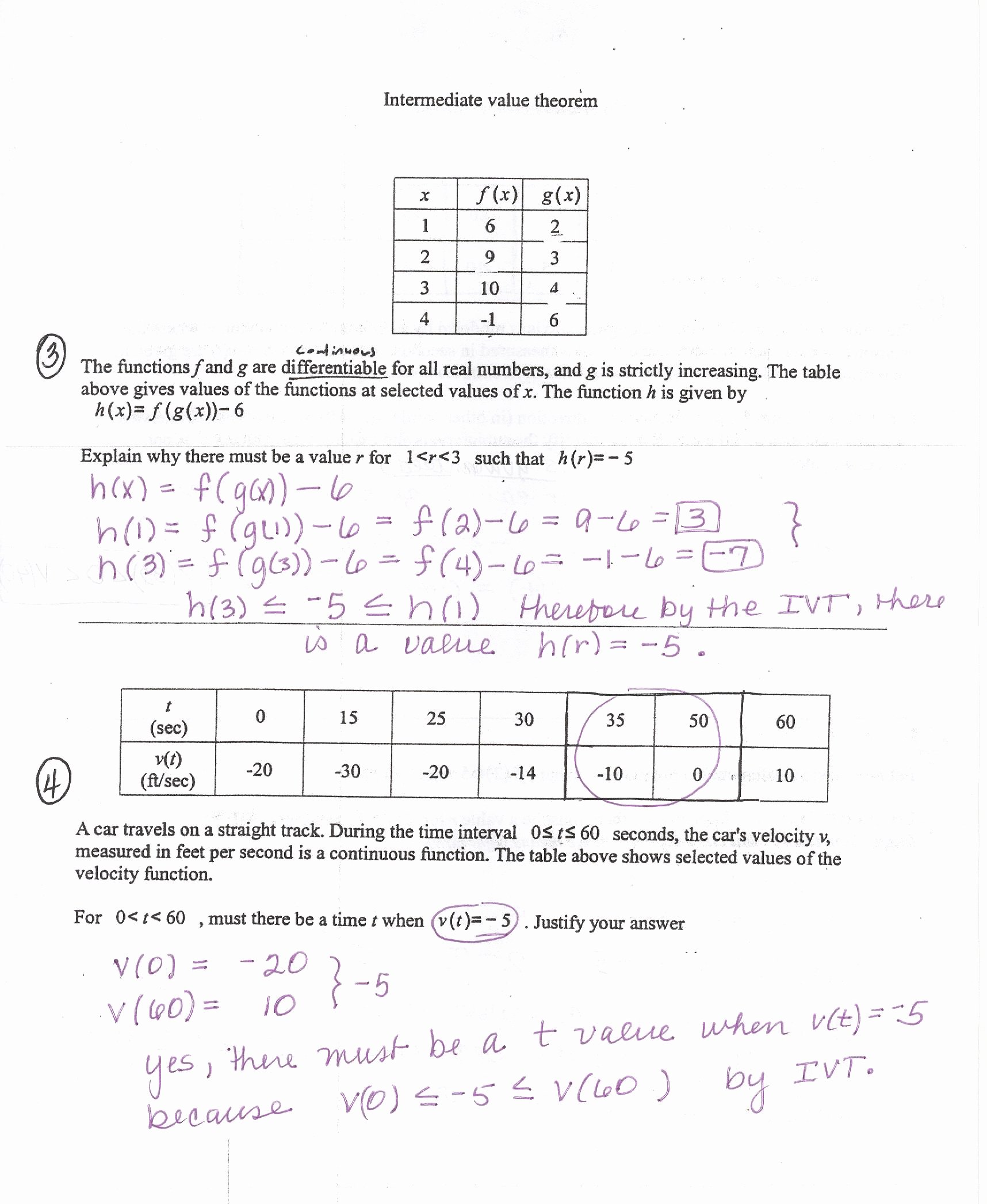 50 Intermediate Value Theorem Worksheet