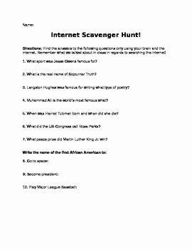 Internet Scavenger Hunt Worksheet Awesome Black History Month Internet Scavenger Hunt by Core