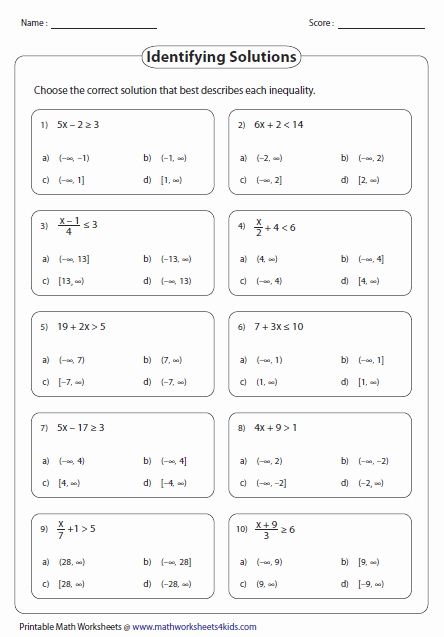 Interval Notation Worksheet with Answers Best Of Two Step Inequalities Worksheets
