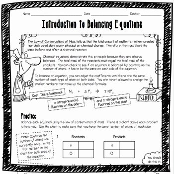 Introduction to Chemistry Worksheet Elegant Introduction to Balancing C by Adventures In Science