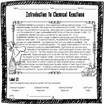 Introduction to Chemistry Worksheet Inspirational Introduction to Chemical Reactions Worksheet by Adventures