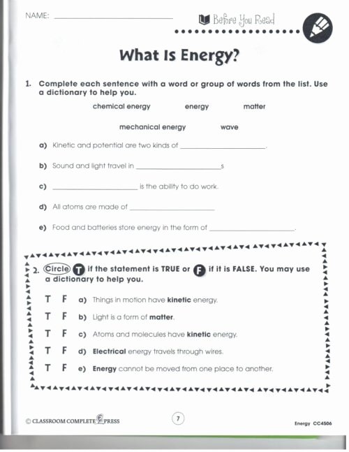 50 Introduction to Energy Worksheet Answers Chessmuseum Template Library