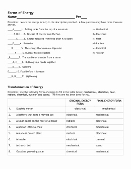 Introduction to Energy Worksheet Best Of Energy Lesson
