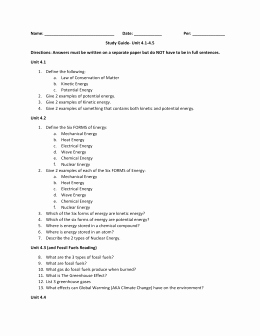 Introduction to Energy Worksheet Lovely Introduction to Energy Worksheet