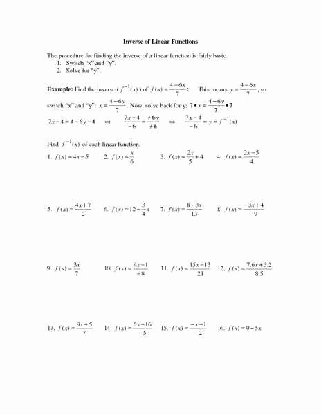 Inverse Functions Worksheet with Answers Fresh Inverse Function Worksheet