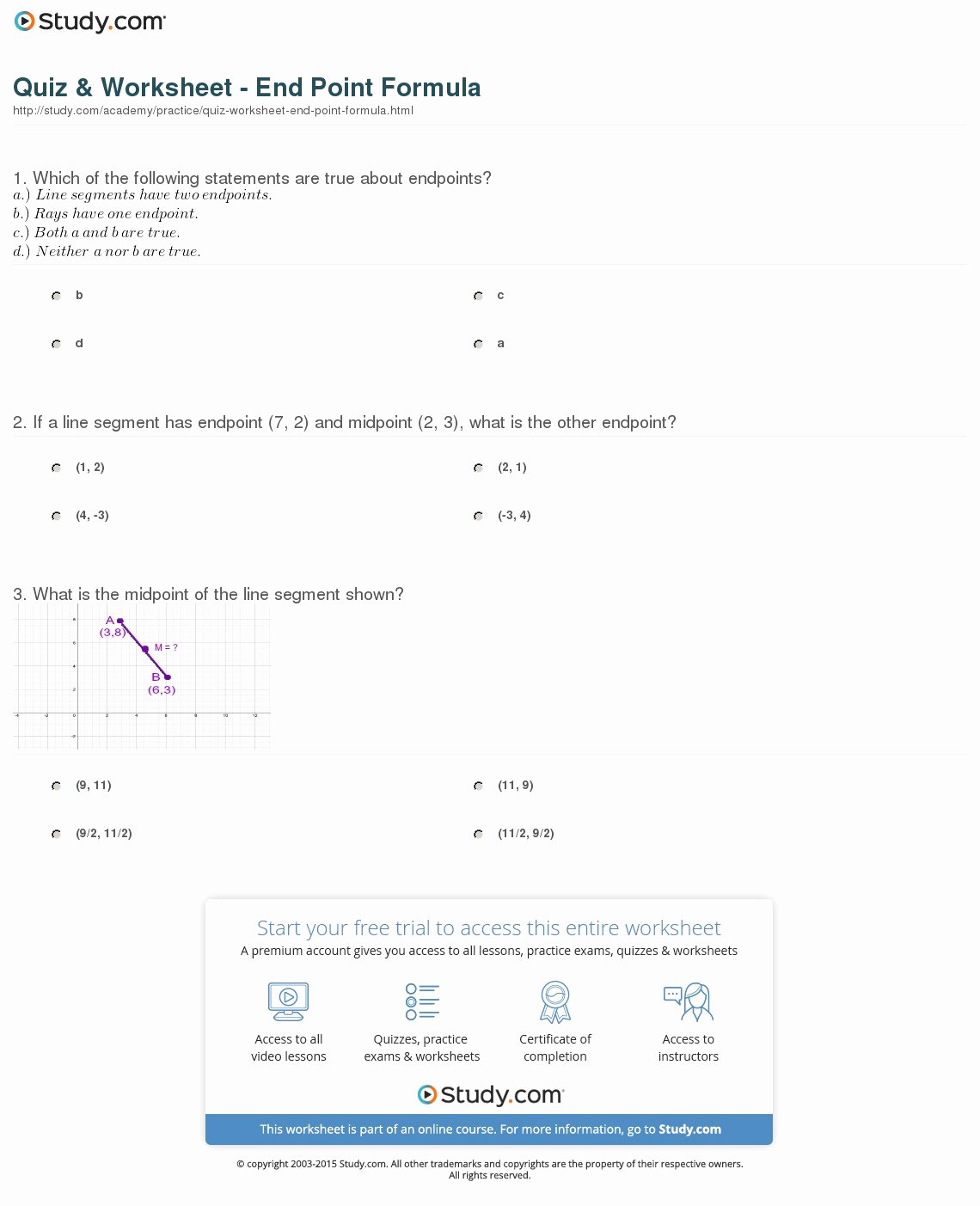 Inverse Functions Worksheet with Answers Unique Quiz &amp; Worksheet End Point formula