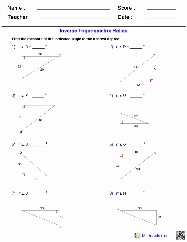 Inverse Trigonometric Functions Worksheet Beautiful Geometry Worksheets