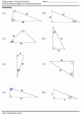 Inverse Trigonometric Functions Worksheet New Geometry Paris