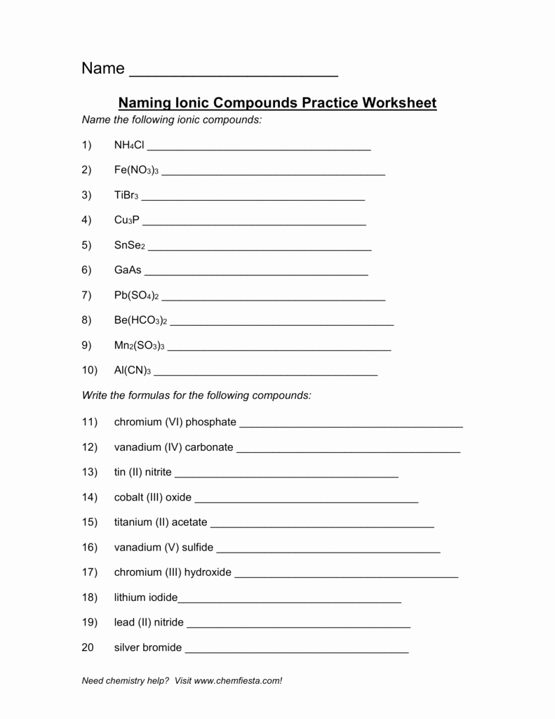 Ionic and Covalent Bonding Worksheet Beautiful Mixed Ionic Covalent Pound Naming