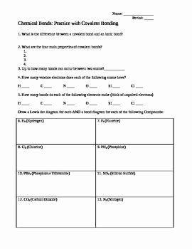 Ionic and Covalent Bonding Worksheet Best Of 25 Best Ideas About Covalent Bonding Worksheet On