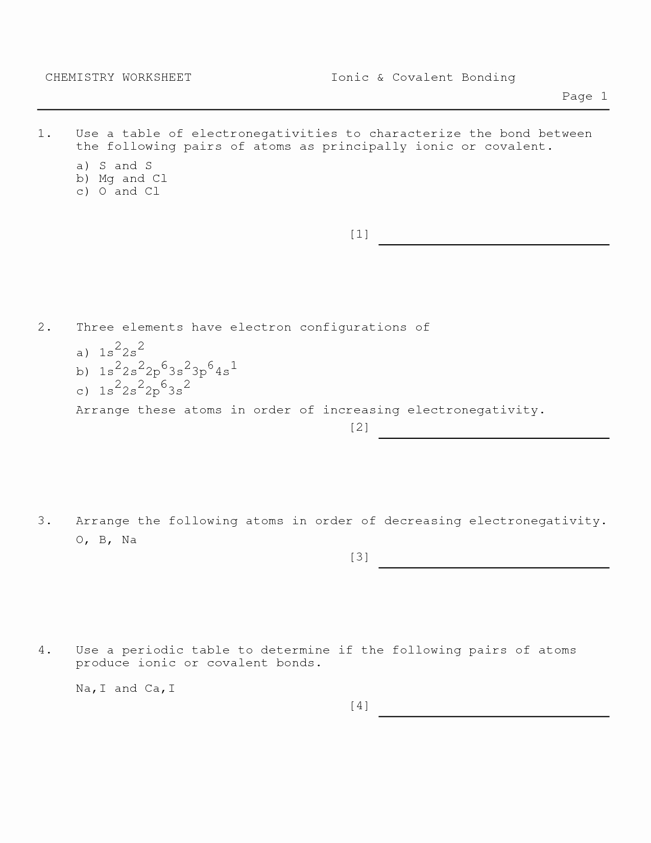 Ionic and Covalent Bonds Worksheet Fresh 14 Best Of Worksheet Elements and Bonding Ionic