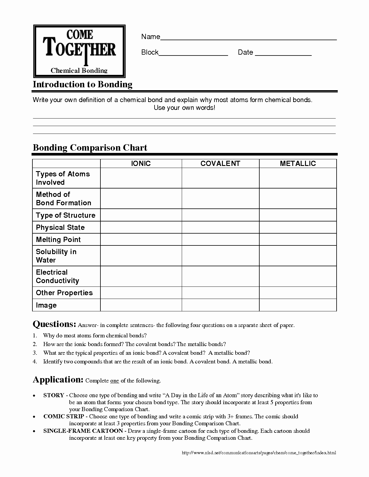 Ionic and Covalent Bonds Worksheet Luxury 16 Best Of Types Chemical Bonds Worksheet