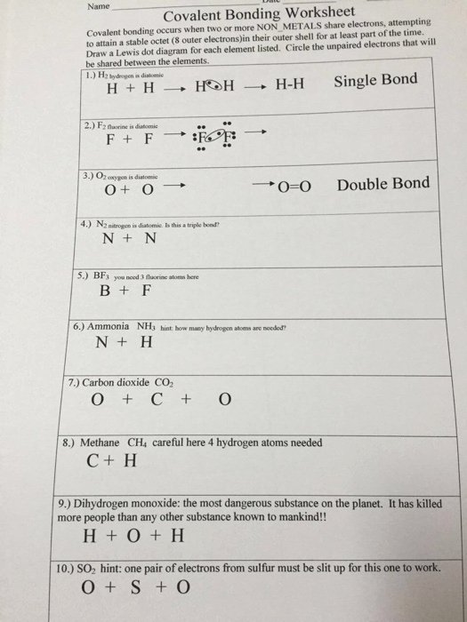 Ionic Bonds Worksheet Answers Inspirational solved Covalent Bonding Occurs when Two More Non Metal