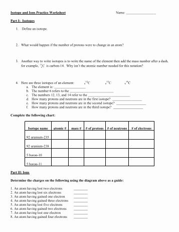 Ions and isotopes Worksheet Unique Ps 2 2 atom isotope and Ion Worksheet